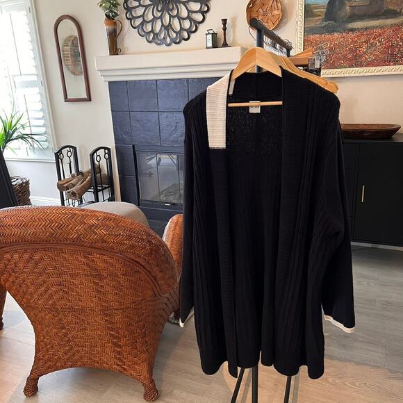 Nic + Zoe Sweater Womens Size XXL Black Onyx Cozy Up Twirl Open Front Cardigan - Picture 16 of 16